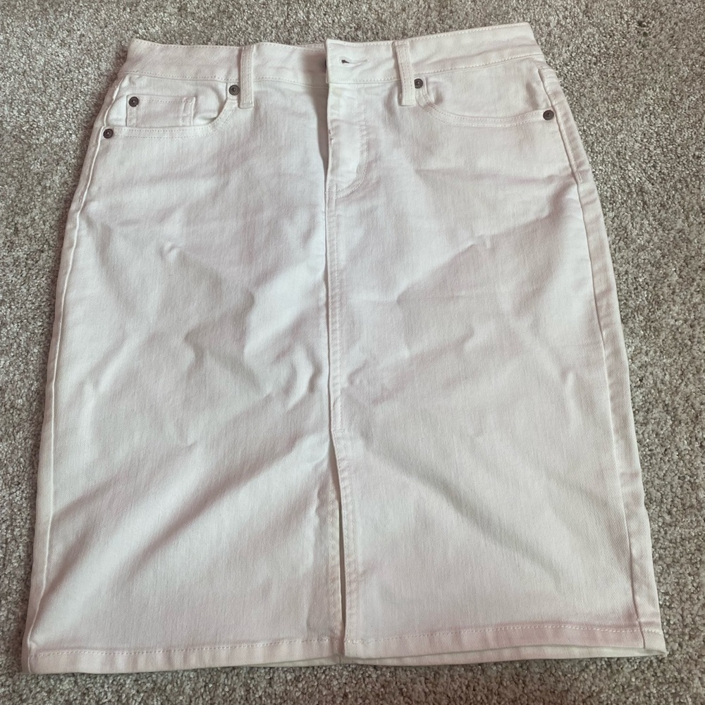 gap white denim pencil skirt size 8